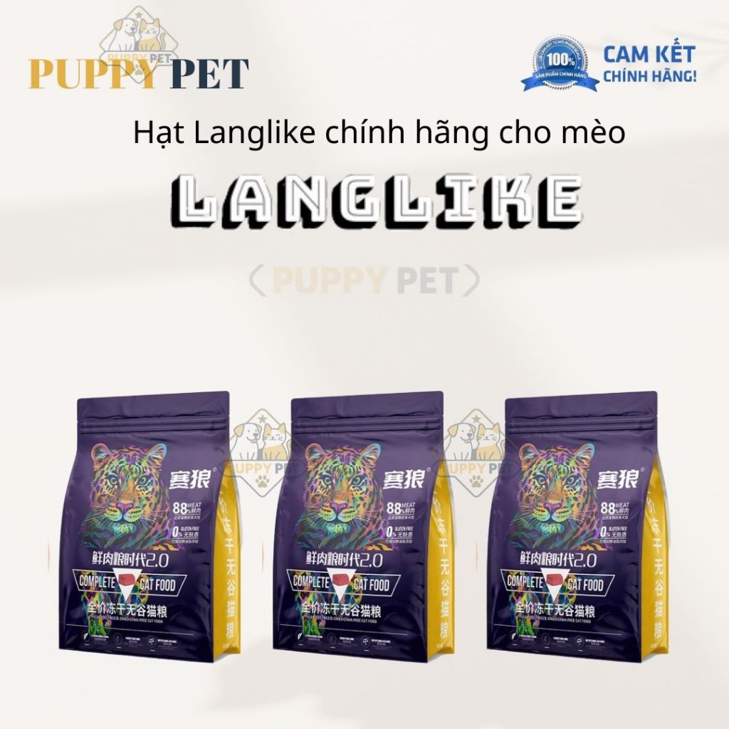 [Bao 5kg] Hạt Cho Mèo LANGLIKE Siêu Topping Đạm 40%, Hạt LANGLIKE Cho Mèo Không Độn Ngũ Cốc
