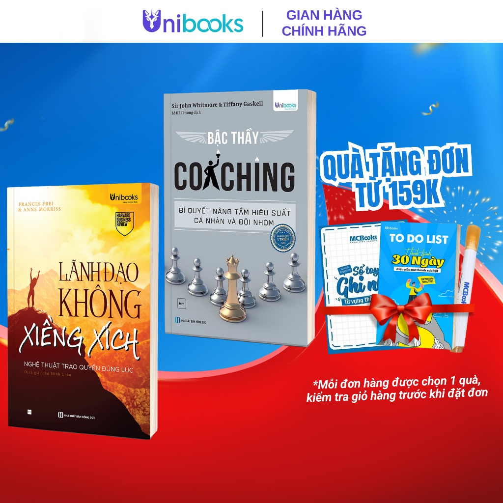 Sách Unibooks - Kỹ năng lãnh đạo - Combo Lãnh đạo không xiềng xích và Bậc thầy coaching