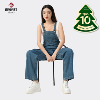  Yếm Quần Nữ GENVIET JEANS Vải Jean Co Giãn Dáng Suông Vừa Yếm Bò Nữ Thiết Kế Năng Động Trẻ Trung TY124J8554 
