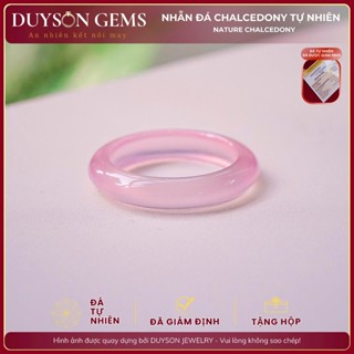 Nhẫn khối Chalcedony tự nhiên màu Hồng Madagascar chất băng – Khởi quang | Duyson Gems