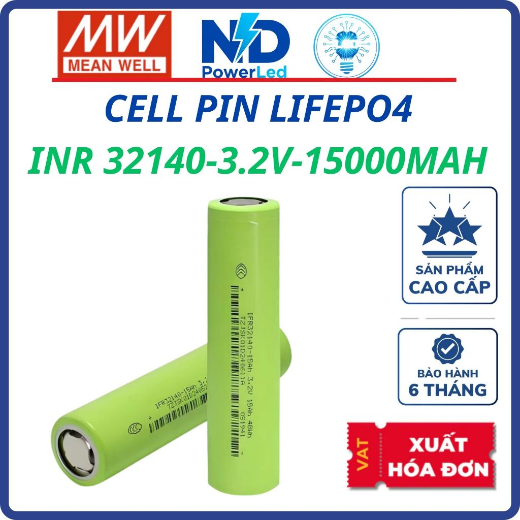 [MỚI 100%] Cell Pin LiFePO4 JSK 32140 3.2V 15000mAh - Dòng Xả 3C (45A) Chính Hãng
