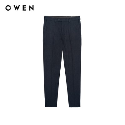 Owen - Quần tây Slim Fit Tăng đơ QV256131 màu Xanh đậm chất liệu Knit