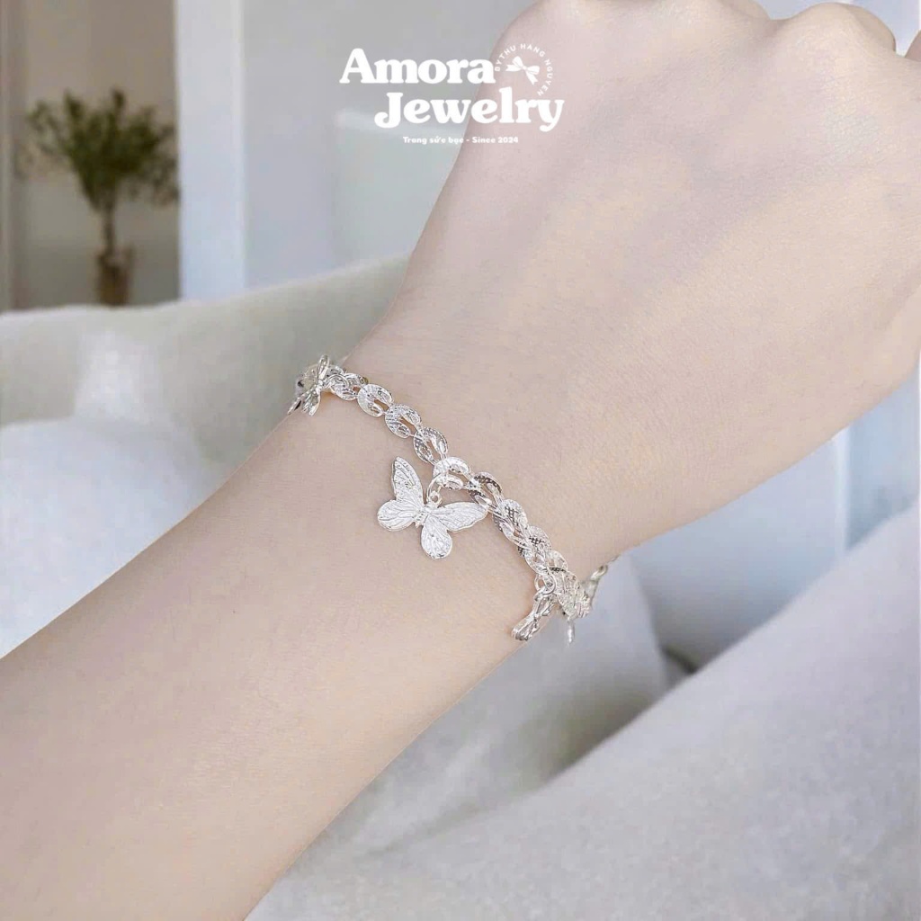 Lắc tay phụng nữ AMORA mix charm hồ điệp bạc ta AMORA JEWELRY LTP029