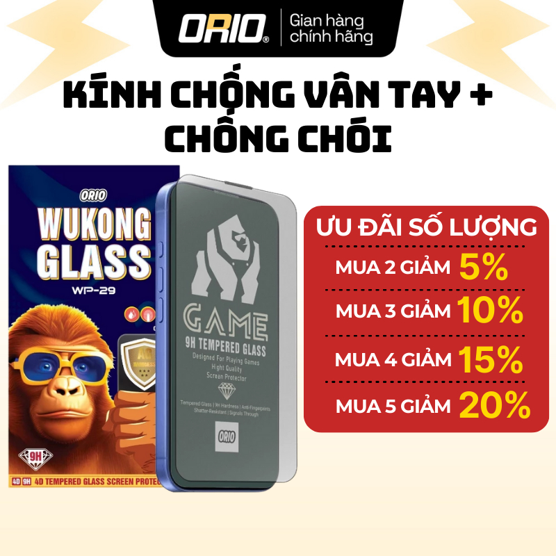 [Tặng Bộ Vệ Sinh] Kính Cường Lực iPhone ORIO Nhám Chống Vân Tay + Chống Chói chống va đập trầy xước