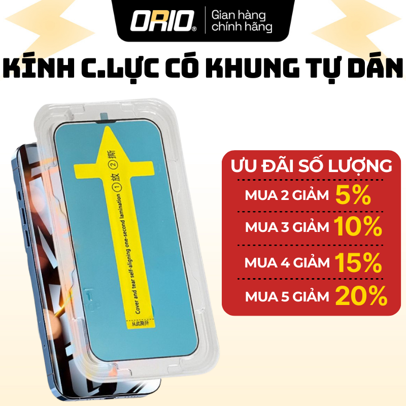 [Tặng Bộ Vệ Sinh] Kính Cường Lực iPhone ORIO  Khung Dán Tự Động Lọc Bụi Hạn Chế Vân Tay