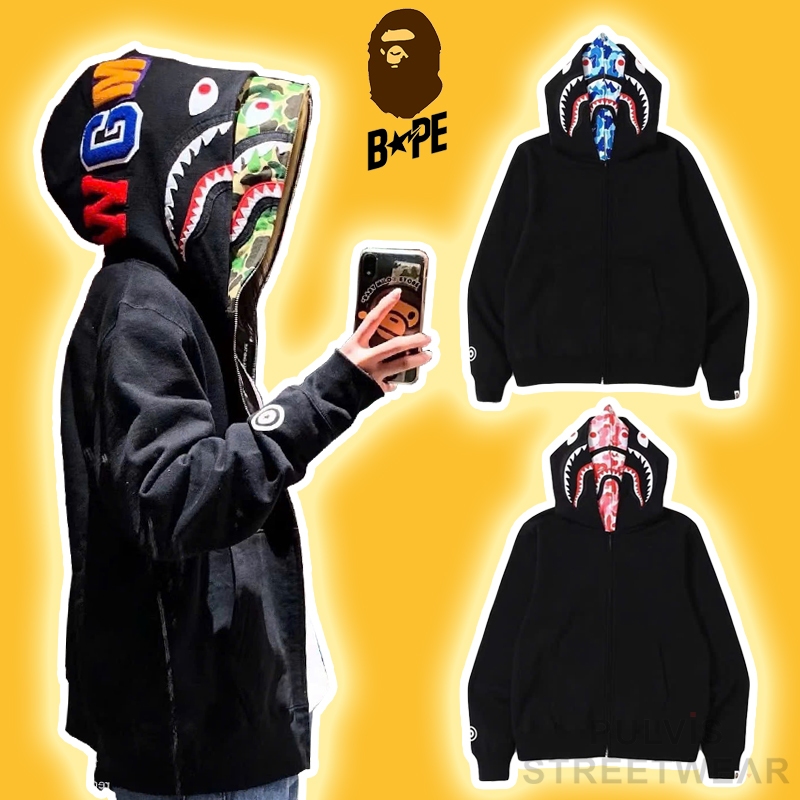 ⚡️[Hight Quality] - Áo Hoodie Jacket Zip Bape ABC Shark Full Zip Double Hoodie, Áo khoác khóa kéo, á