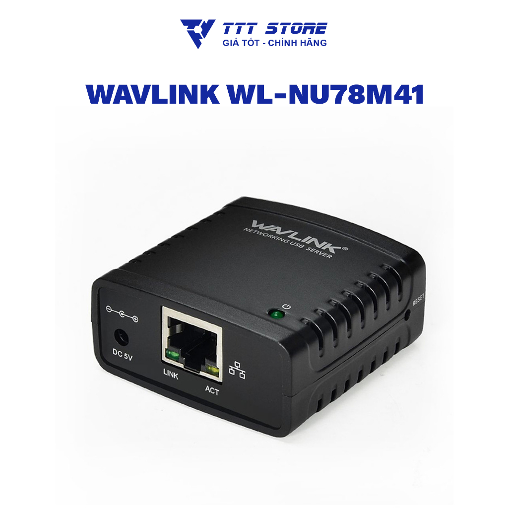 Wavlink WL-NU78M41 10/100Mbps Ethernet to USB 2.0 Network LPR Print Server Chính Hãng - TTTSTORE