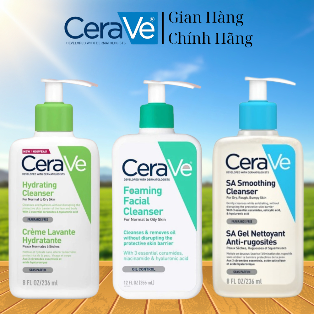 Sữa Rửa Mặt Cerave Làm Sạch Sâu Cho Da Thường Đến Da Dầu dung tích 236ML