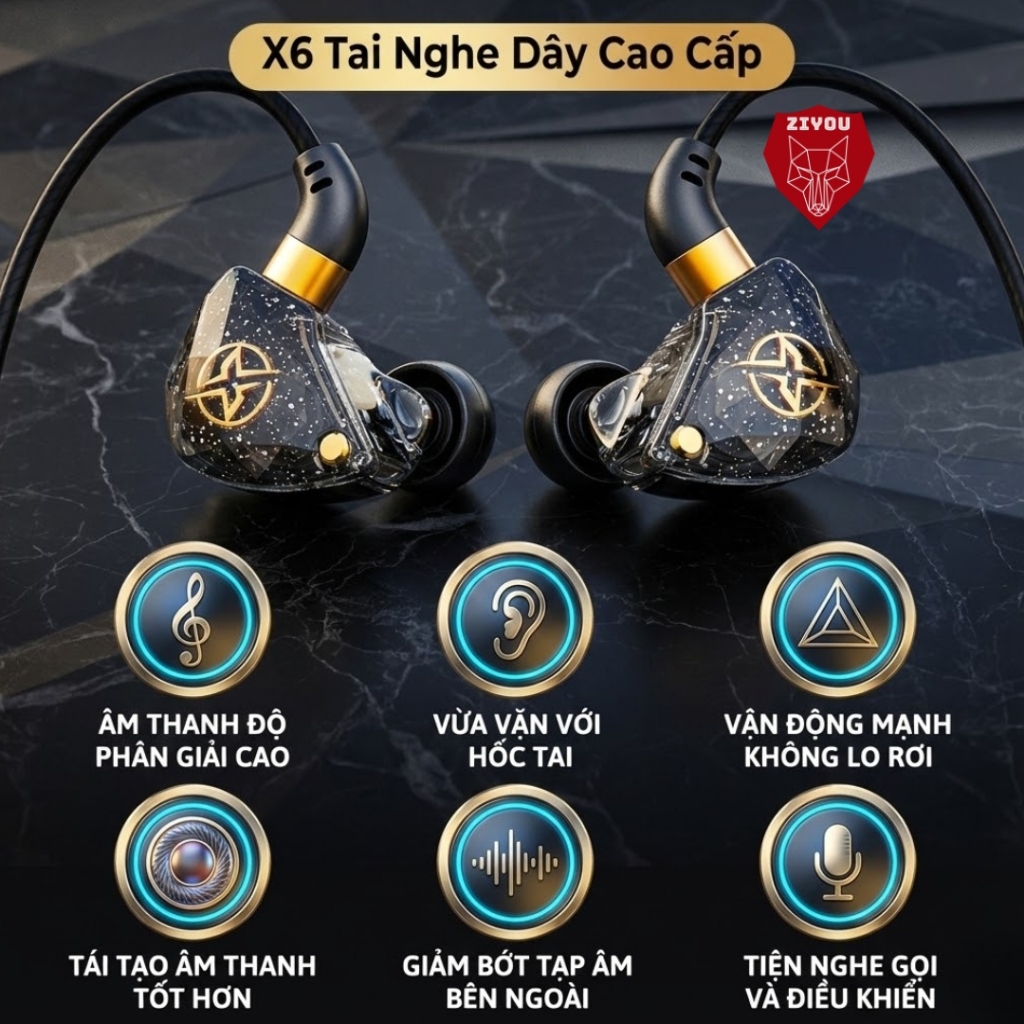Tai Nghe Nhét Tai ZIYOU X6 Premium, Chống Ồn Cực Tốt, Âm Thanh Super Bass, Tích Hợp Mic Chơi Game | BigBuy360 - bigbuy360.vn