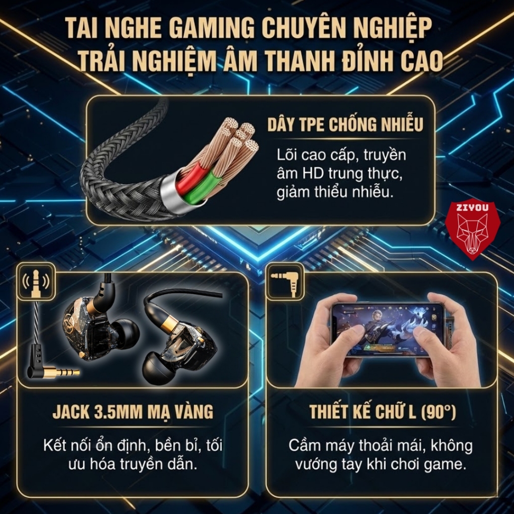 Tai Nghe Nhét Tai ZIYOU X6 Premium, Chống Ồn Cực Tốt, Âm Thanh Super Bass, Tích Hợp Mic Chơi Game | BigBuy360 - bigbuy360.vn