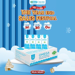  Sữa Dinh Dưỡng Tiệt Trùng VPMilk Omega Ít Đường dạng hộp 180ml  thùng 48 hộp  