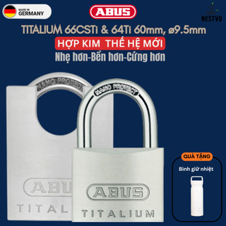 Ổ khoá treo ABUS/Đức Titalium 66CS & 64 60mm - Hợp kim siêu nhẹ, bền cứng chống cắt-Khóa cổng/ cửa chống trộm