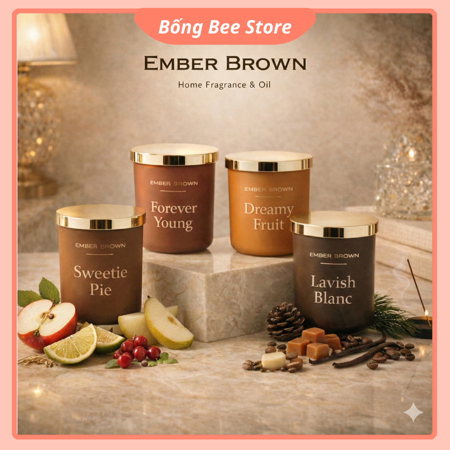 Nến Thơm Ember Brown BST Lux Brown Cao Cấp Tặng Kèm Túi Xách Hương Nước Hoa Sang Trọng [Có Sẵn - Ful