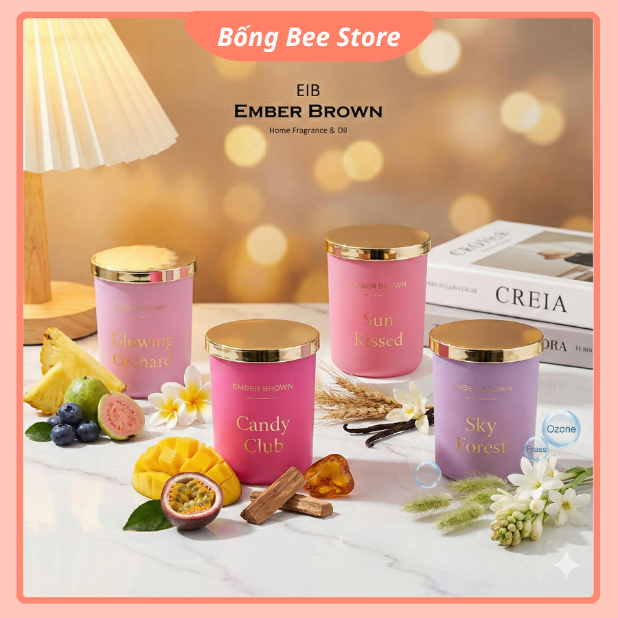 Nến Thơm Cao Cấp Ember Brown Sparkling Candle Sang Trọng Và Dịu Nhẹ Tặng Kèm Túi Hộp Của Hãng [Có sẵ