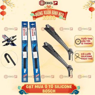 Gạt Mưa Ô Tô Bosc.h - Gạt mưa Silicone Bosc.h Ae.ro.fit Thân Mêm Cao Cấp ngàm Móc U Êm Sạch Bền BIG B