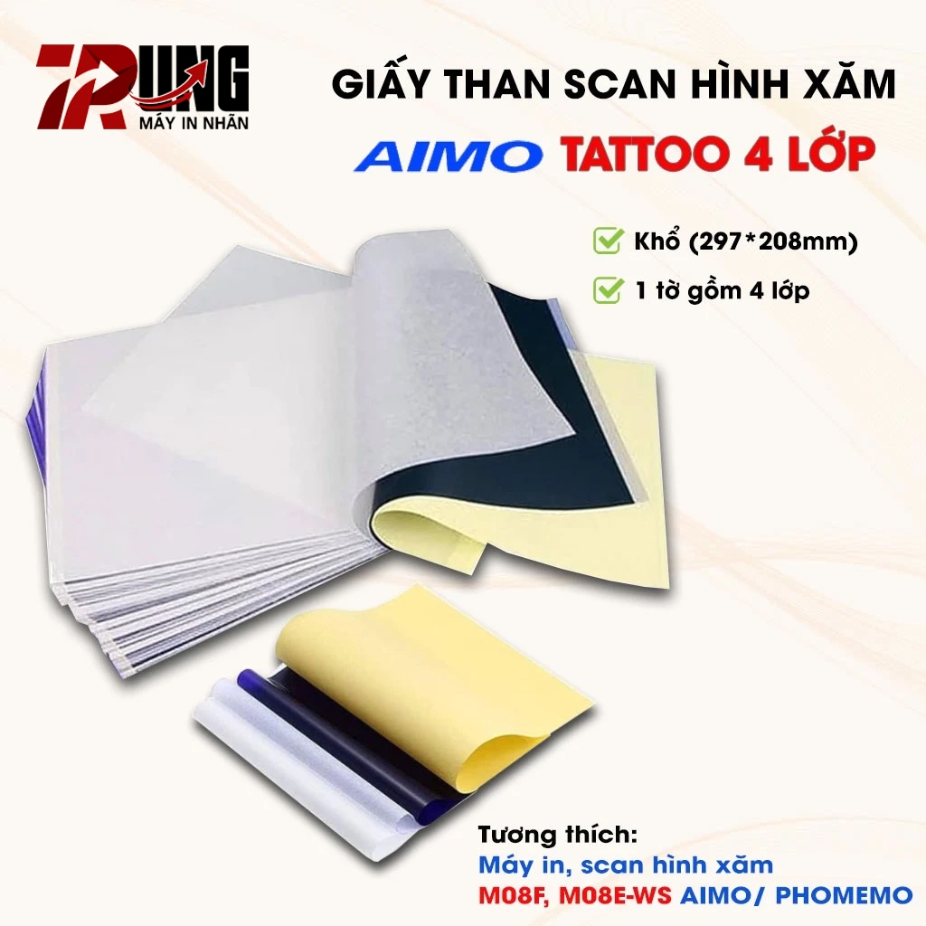 Giấy than in hình xăm (tattoo) TATOM08F chuyên nghiệp 4 lớp - Dùng cho máy in nhiệt M08F,M08E-WS