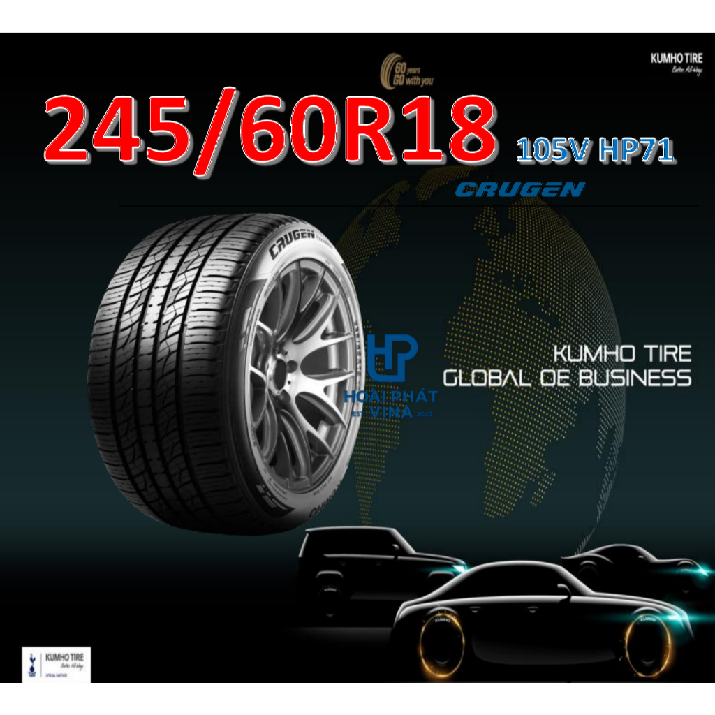 Lốp ô tô Kumho Crugen HP71 – 245/60 R18 105V – Chính Hãng BH 5 năm (245/60R18, 245 60 R18)