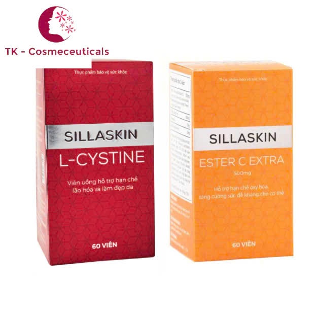 (CHÍNH HÃNG) Viên Uống L - CYSTINE SILLASKIN 500mg / ESTER C EXTRA SILLASKIN 500mg Làm Đẹp Da, Ngăn 