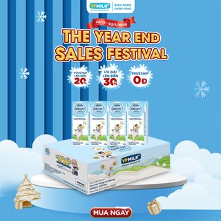  Sữa tiệt trùng VPMilk Grow+ hộp 180ml  thùng 48 hộp  