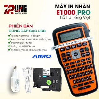  Máy in nhãn cầm tay E1000 PRO Bản Tiếng Việt I Có USB TypeC I Kèm 1 cuộn nhãn 12mm 