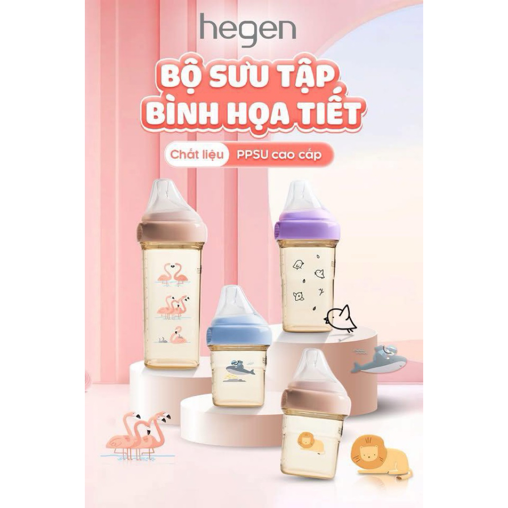 Bình sữa Hegen 240ml in hoạ tiết