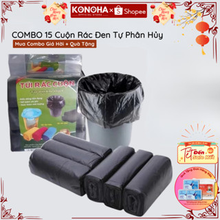 COMBO Cuộn Túi Đựng Rác Đen KONOHA Tự Phân Hủy - Bịch Đựng Rác Kích Thước 55*65CM