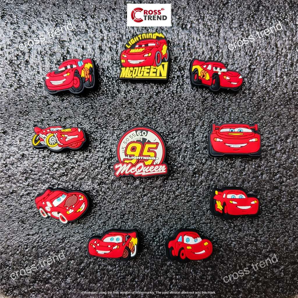 Set charm xe ô tô MC QUEEN gắn dép cross, Nút gắn jibbitz sticker dép cross trang trí cham 2D CROSS 