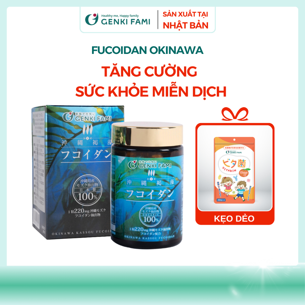 Fucoidan Okinawa Genki Fami Nhật Bản, Hỗ Trợ Phòng Ngừa Ung Bướu, Tăng Cường Đề Kháng, Miễn Dịch, Hạ
