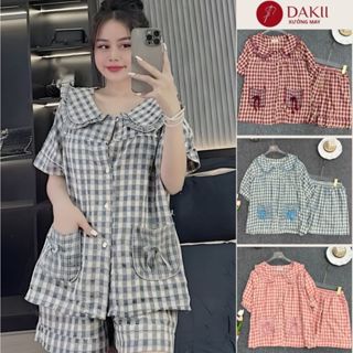  Set Pijama Nữ Vải Đũi Mềm Mát Bigsize - Đồ Ngủ Ngắn Cổ Sen Túi Nơ P477 Xưởng May DAKII 
