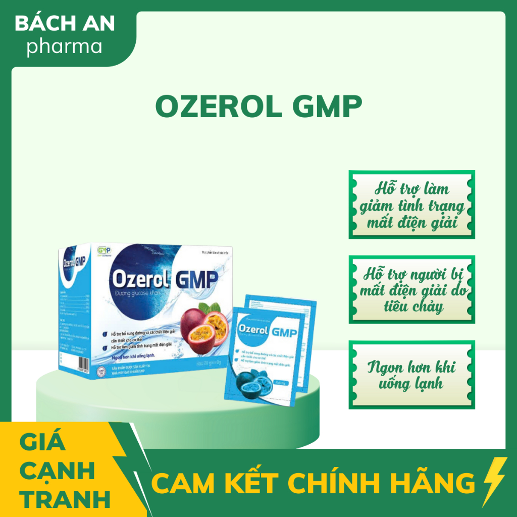 Ozercl GMP Đường Glucose Khan Bổ Sung Điện Giải Giúp Tăng Năng Lượng, Giảm Mệt Mỏi Hộp 20 Gói