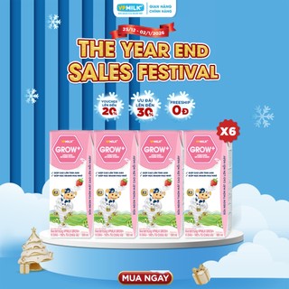   NỬA THÙNG 6 lốc  sữa tiệt trùng VPMilk Grow+ vị dâu 180ml  lốc 4 hộp x 6  