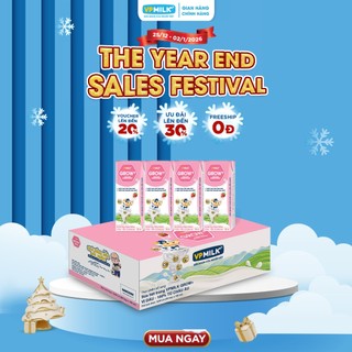  Sữa tiệt trùng VPMilk Grow+ vị dâu 180ml  thùng 48 hộp  