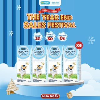   Combo 6 lốc  Sữa Tiệt Trùng VPMilk Grow+ Có Đường 180ml Cho Bé Từ 1 Tuổi  lốc 4 hộp x 6  