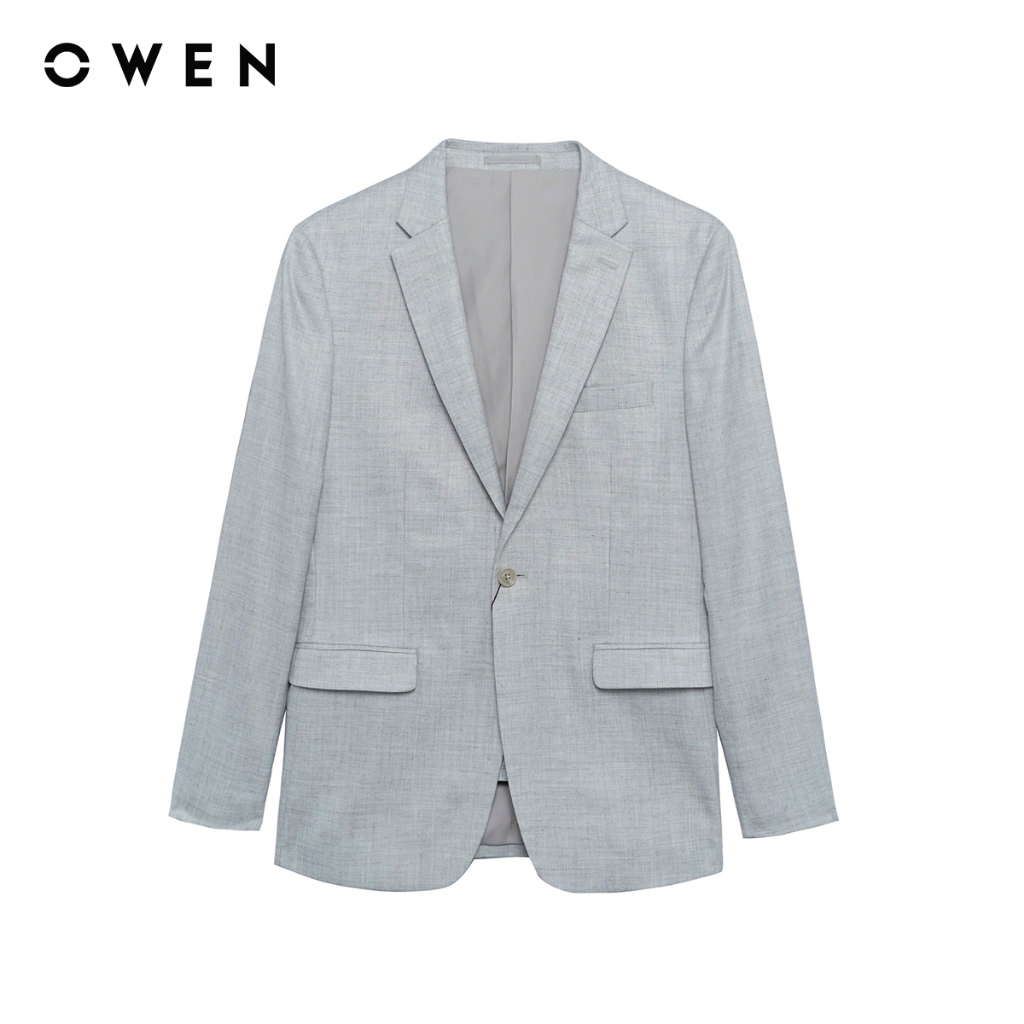 Owen - Áo blazer Regular Fit BLR256115 màu Xám chất liệu TR Spandex