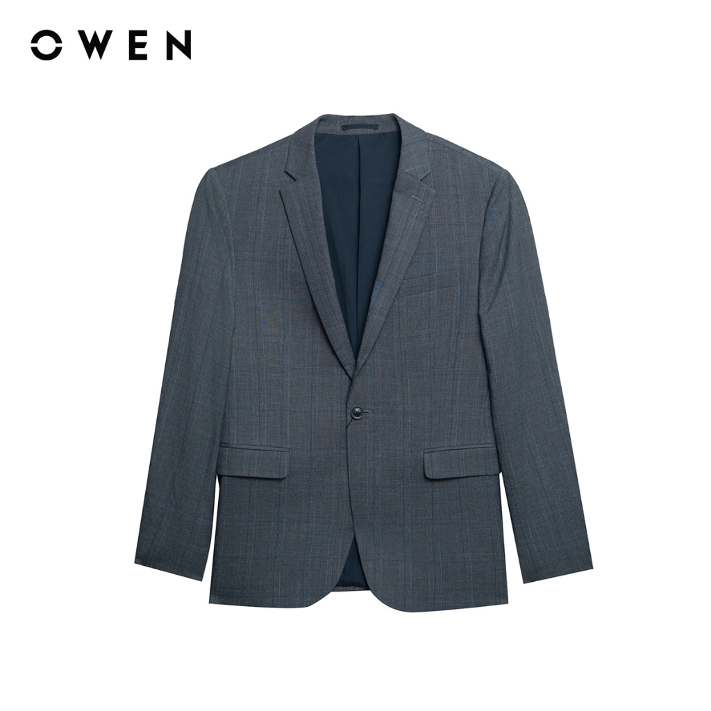 Owen - Áo blazer Slim Fit BLS256117 màu Xanh tím than chất liệu TR Spandex