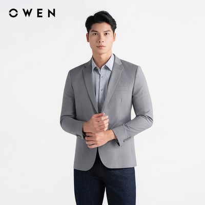 Owen - Áo blazer Slim Fit BLS256118 màu Xám đậm chất liệu TR Spandex