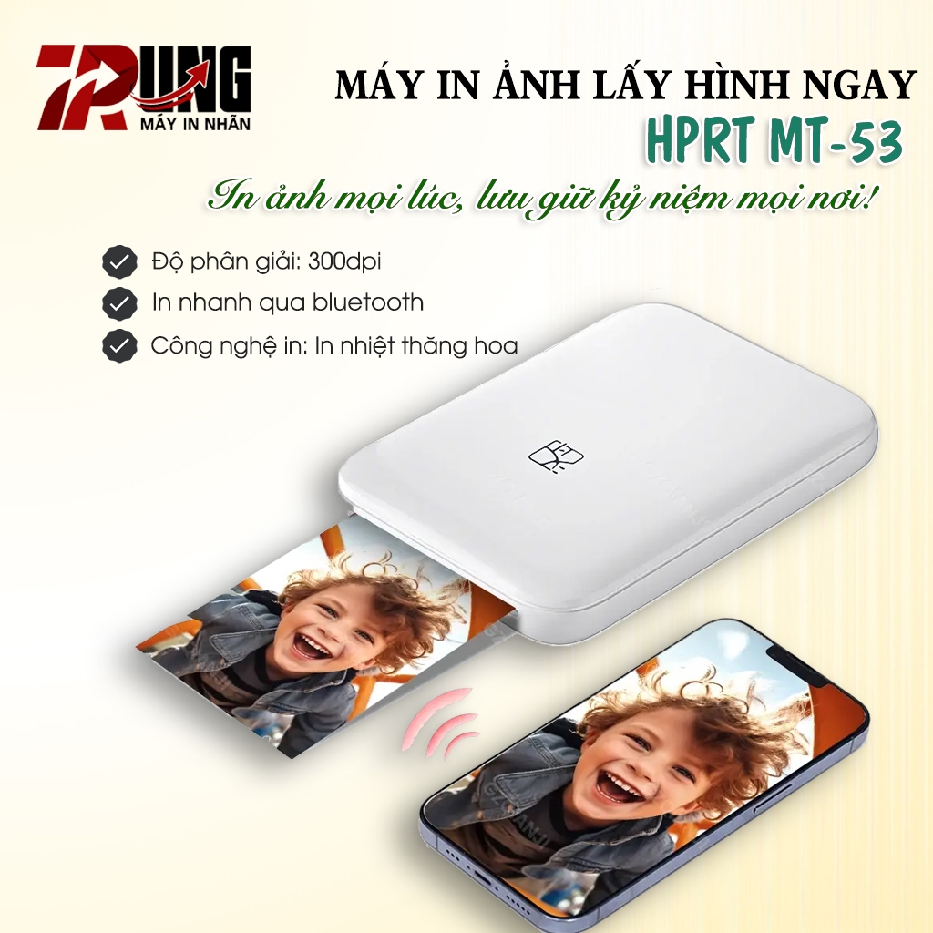 Máy In Ảnh Nhanh Không Dây HPRT MT53 - 313DPI - In Ảnh Nhanh Từ Điện Thoại Qua Bluetooth-Hỏa Tốc HCM