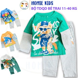  Đồ ngủ tay dài bé trai size đại 11-40 kg set bộ quần áo trẻ em vải cotton in hoạt hình ôtô khủng long đẹp Homie Kids 
