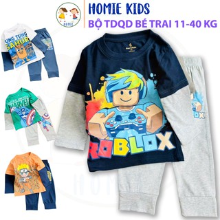  Đồ bộ cho bé trai 11-40 kg set quần áo tay dài trẻ em thun cotton in hoạt hình hot trend làm đồ ngủ máy lạnh Homie Kids 