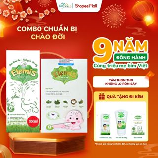  Combo Chuẩn Bị Chào Đời - 1 Chai Nước Tắm Elemis 350ml + 1 Hộp Rơ Lưỡi Thảo Dược Elemis 30 Cái - DK Pharma 