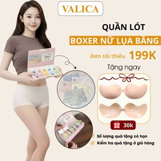    Hộp Quà    Set 5 Quần Lót Nữ Chất Lụa Băng Mềm Mại  Quần Chip Dạng Đùi Nữ Đáy Cotton VALICA L5422 