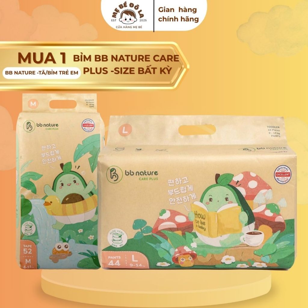 1 Bịch Tã Bỉm BB Nature Care Plus -  Tã Dán Tã Quần BB Nature Care Plus Full Size NB-XXXL
