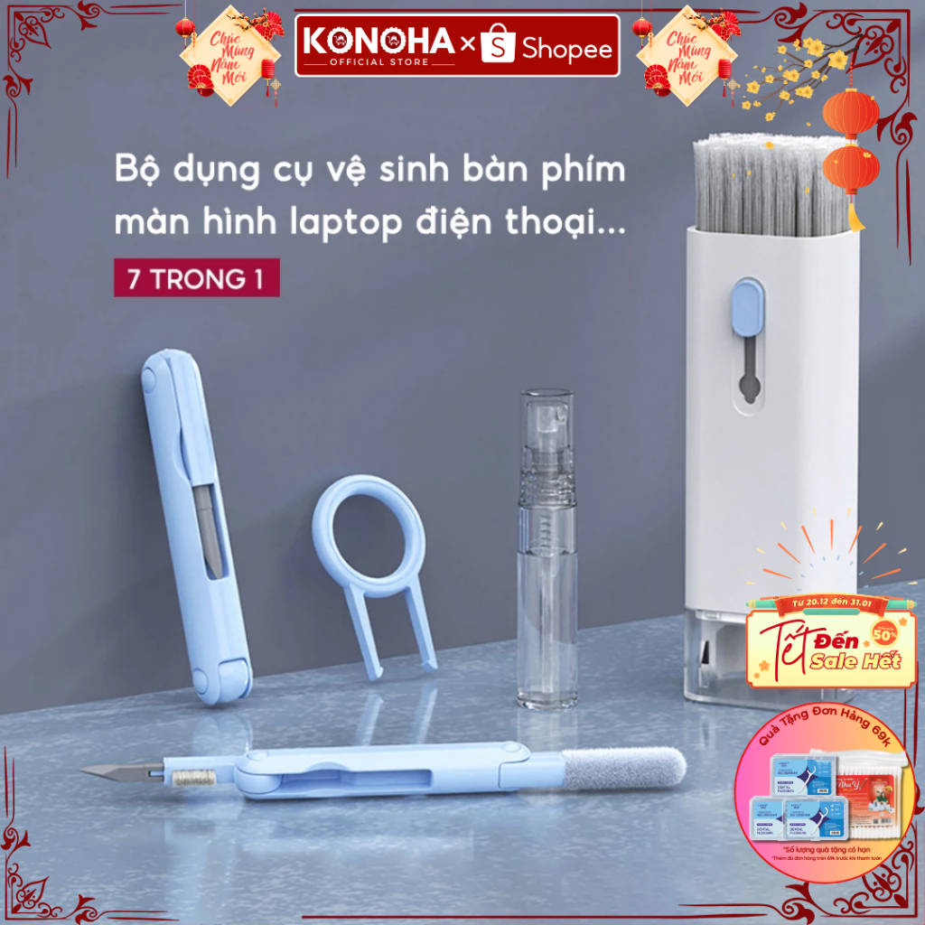 Bộ Dụng Cụ Vệ Sinh Laptop Máy Tính Điện Thoại 7In1 - Bộ Vệ Sinh Tai Nghe Bàn Phím Tiện Dụng