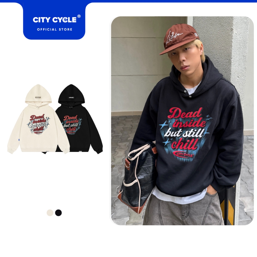 Áo hoodie nỉ bông mùa đông nam nữ boxy Local Brand Chính Hãng City Cycle Áo hoodie Dead Inside