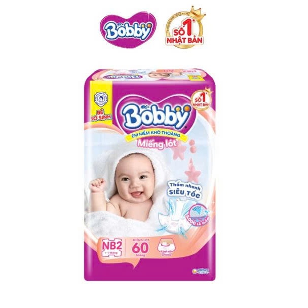 Miếng lót sơ sinh bobby NewBorn2 NB2-60 miếng - Baby Miki LA