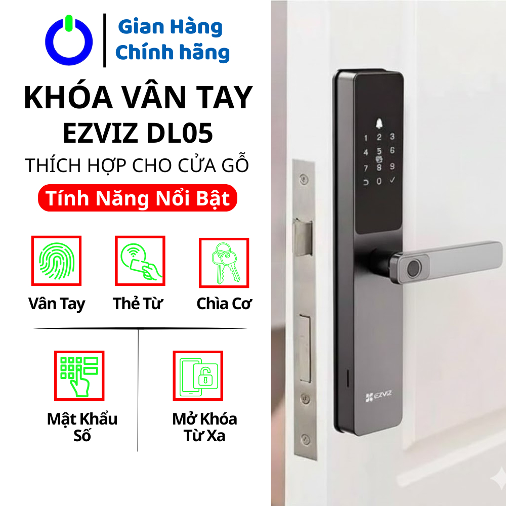 Khóa Cửa Vân Tay EZVIZ DL05 | Nhiều Cách Mở Khóa, Hỗ Trợ 50 Người Dùng, WiFi, Liên Kết Camera EZVIZ,