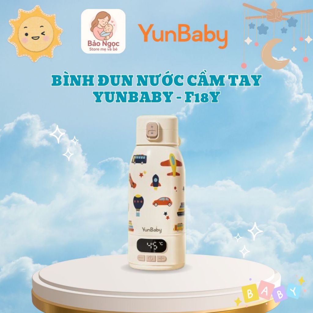 Bình đun nước pha sữa cầm tay YunBaby - F18Y (Giữ Nhiệt - Tiệt trùng - Hâm sữa), bảo hành 3 năm