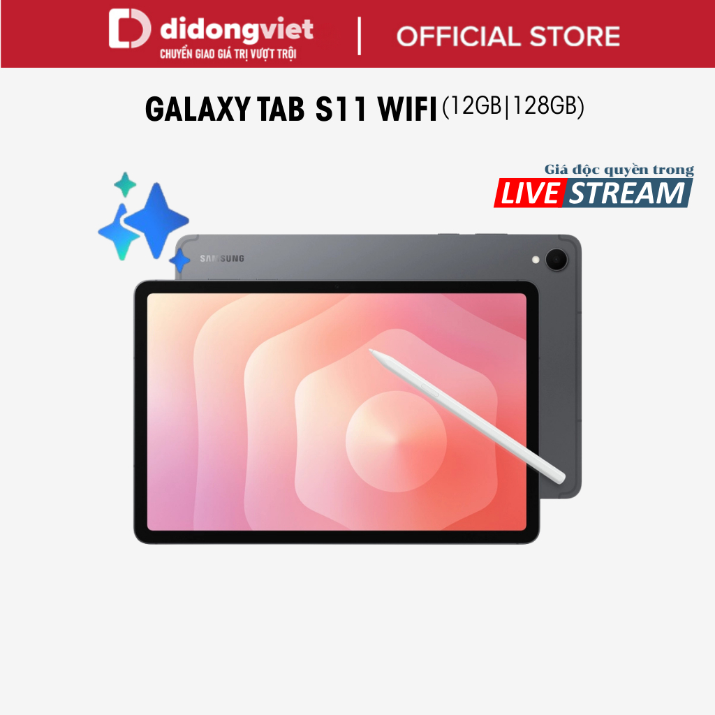 (KOL) Máy Tính Bảng Samsung Galaxy Tab S11 Wifi 12GB|128GB, Màn hình 11" - MediaTek Dimensity 9400+,