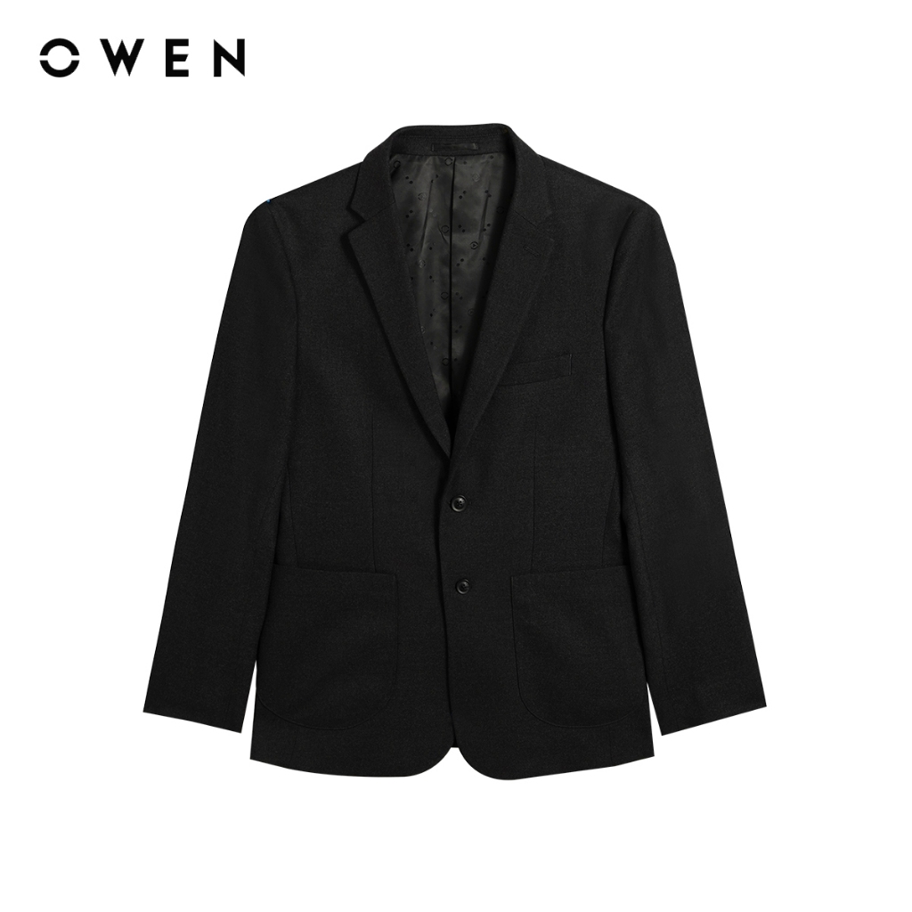 Owen - Áo blazer Regular Fit BLR256127 màu Xám đậm chất liệu TR Spandex