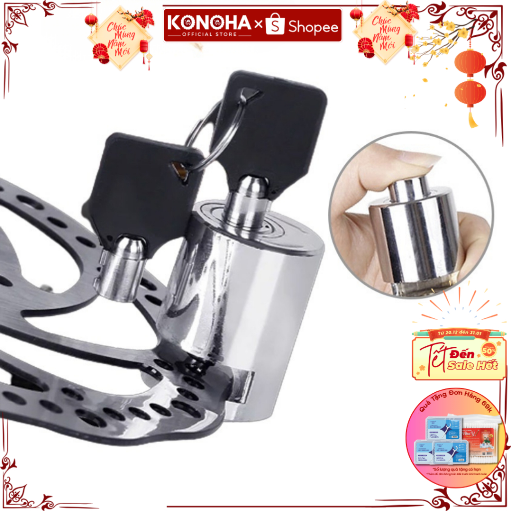 Khóa Phanh Đĩa Chống Trộm Xe Máy Chất Liệu Thép Không Gỉ Nguyên Khối Thiết Kế Thông Minh An Toàn